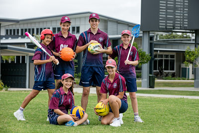 St Benedicts College students with sports equipment